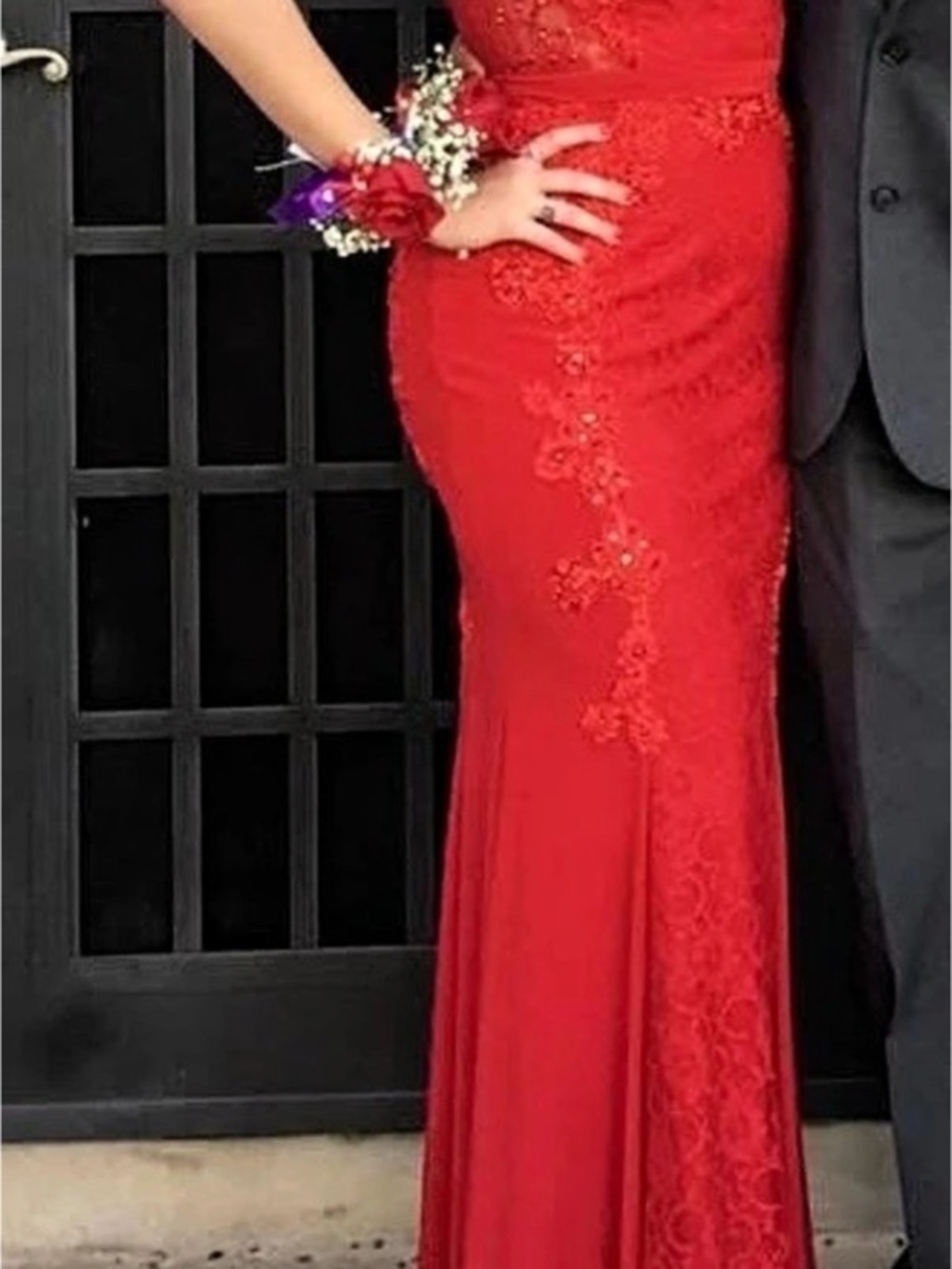Bicici & Coty Red Lace Maxi Dress